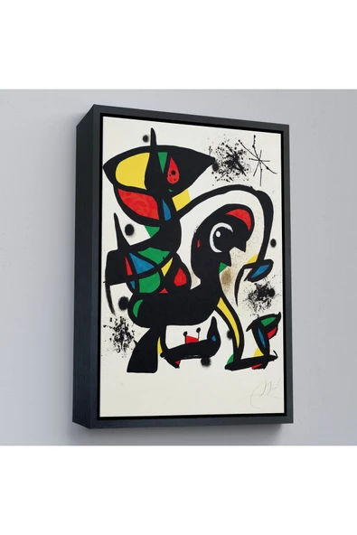 Trezon Ahşap Çerçeveli Joan Miro - Acıtmadan Vurun Tablosu-8096 ürün görseli 1