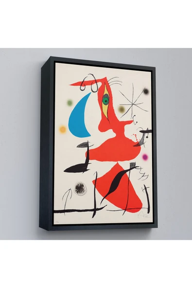 Trezon Ahşap Çerçeveli Joan Miro - Sürreal Soyut Tablo-7365 ürün görseli 1