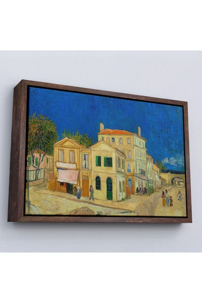 Trezon Ahşap Çerçeveli Vincent Willem Van Gogh - Sarı Ev Tablosu-7157 ürün görseli 1