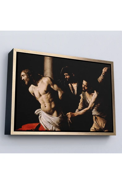 Trezon Ahşap Çerçeveli Caravaggio - Sütündaki İsa Tablo - Christ At The Column-7062 ürün görseli 1
