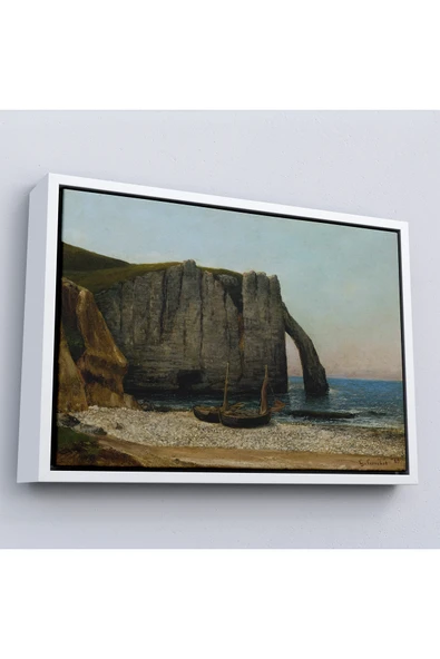 Trezon Ahşap Çerçeveli Gustave Courbet - Etretat Kayalıkları Tablosu-7073 ürün görseli 1