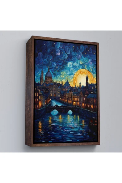 Trezon Ahşap Çerçeveli Vincent Van Gogh Tarzı Venedik Tablosu-7795 ürün görseli 1