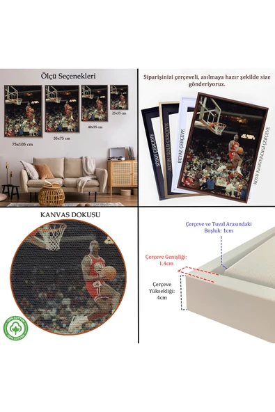 Trezon Ahşap Çerçeveli Michael Jordan Tablo-7965 - Resim 5