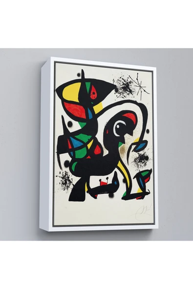 Trezon Ahşap Çerçeveli Joan Miro - Acıtmadan Vurun Tablosu-8096 ürün görseli 1