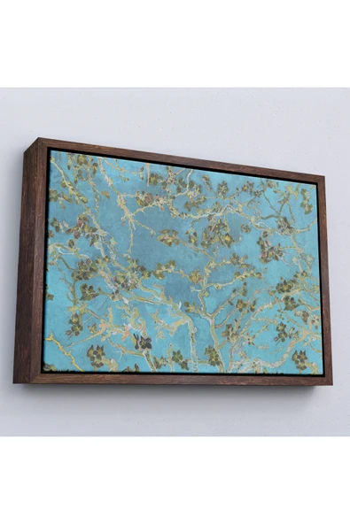Trezon Ahşap Çerçeveli Vincent Van Gogh - Çiçek Açan Badem Ağacı Mavi Tablosu-7177 ürün görseli 1