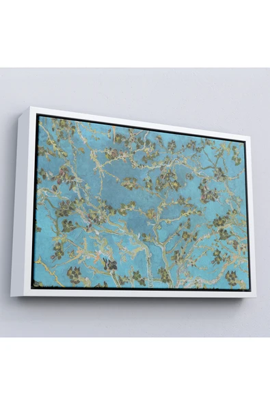 Trezon Ahşap Çerçeveli Vincent Van Gogh - Çiçek Açan Badem Ağacı Mavi Tablosu-7177 ürün görseli 1
