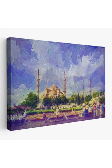 Trezon Sultan Ahmet Camii Yağlıboya Görünüm Dekoratif Kanvas Duvar Tablosu-3671 ürün görseli 1