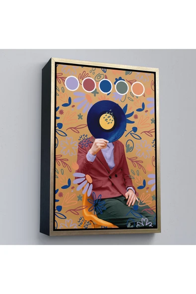 Trezon Ahşap Çerçeveli Sansalyede Oturan Adam Pop Art Tablo-7978 ürün görseli 1