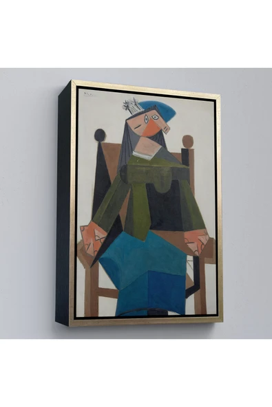 Trezon Ahşap Çerçeveli Pablo Picasso - Koltukta Oturan Soyut Kadın Tablosu-7295 ürün görseli 1