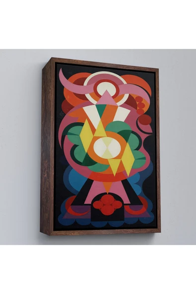 Trezon Ahşap Çerçeveli Auguste Herbin - Soyut Sanat Kompozisyon Tablosu-8100 ürün görseli 1