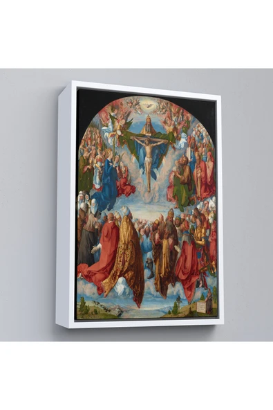 Trezon Ahşap Çerçeveli Albrecht Dürer - Üçlü Birliğin Hayranlığı Tablo - Adoration Of The Trinity-8054 ürün görseli 1