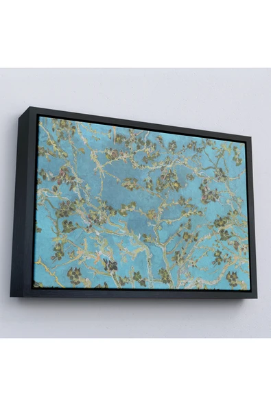 Trezon Ahşap Çerçeveli Vincent Van Gogh - Çiçek Açan Badem Ağacı Mavi Tablosu-7177 ürün görseli 1