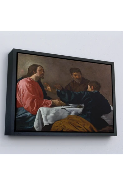 Trezon Ahşap Çerçeveli Diego Velázquez - Emmaus'Ta Akşam Yemeği Tablo - The Supper At Emmaus-7145 ürün görseli 1