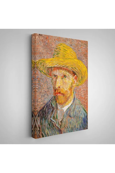 Trezon Vincent Van Gogh - Hasır Şapkalı Otoportre Tablosu-7449 ürün görseli 1