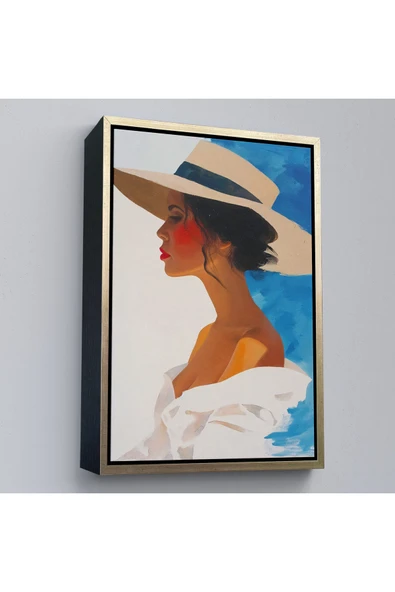 Trezon Ahşap Çerçeveli Güzel Retro Kadın Tablosu-7557 ürün görseli 1