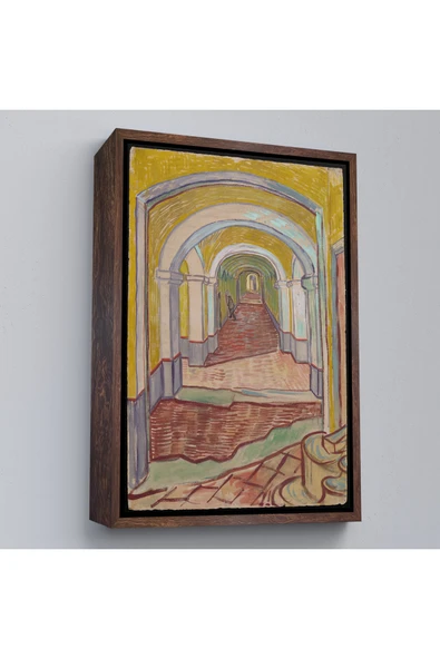 Trezon Ahşap Çerçeveli Vincent Van Gogh - Akıl Hastanesi Koridor Girişi Tablo - Corridor İn The Asylum-7474 ürün görseli 1