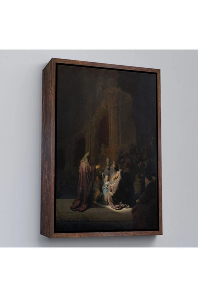 Trezon Ahşap Çerçeveli Rembrandt Van Rijn Simeon - Tapınakta Övgü Şarkısı Tablo-7408 ürün görseli 1