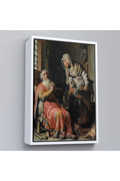 Trezon Ahşap Çerçeveli Rembrandt - Tobit Ve Anna Çocuk İle Birlikte Tablo-7439 ürün görseli 1