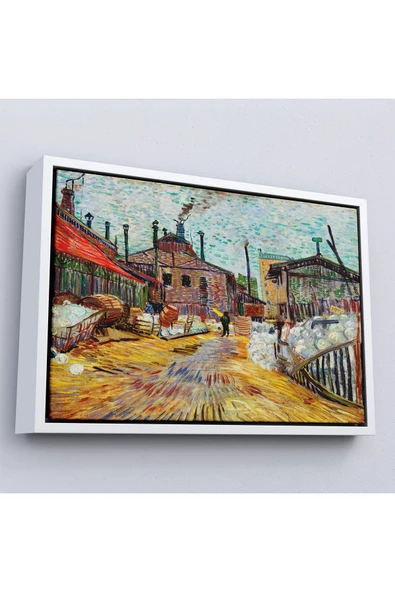 Trezon Ahşap Çerçeveli Vincent Van Gogh - Asnieres Deki Fabrika Tablo - The Factory At Asnieres-7166 ürün görseli 1
