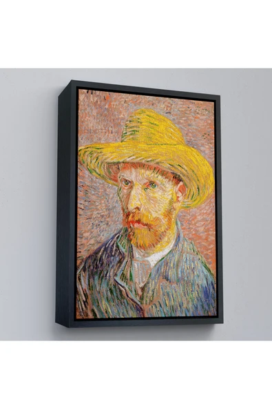 Trezon Ahşap Çerçeveli Vincent Van Gogh - Hasır Şapkalı Otoportre Tablosu-7449 ürün görseli 1