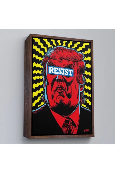 Trezon Ahşap Çerçeveli Irkçı Donald Trump Racism Tablo-7679 ürün görseli 1