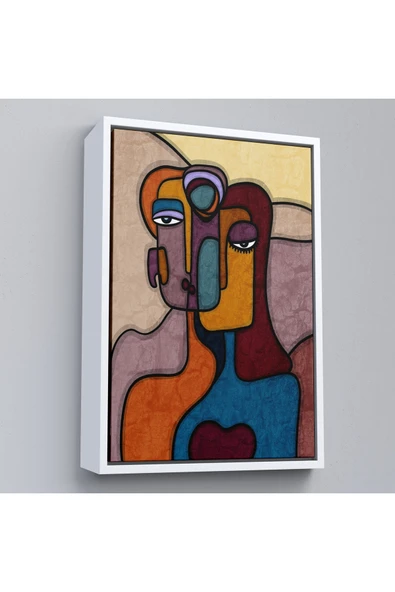 Trezon Ahşap Çerçeveli Soyut Yüzler Tablosu-7835 ürün görseli 1