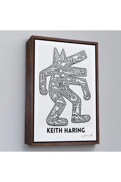 Trezon Ahşap Çerçeveli Keith Haring - Köpek Tablosu - Dog-8047 ürün görseli 1