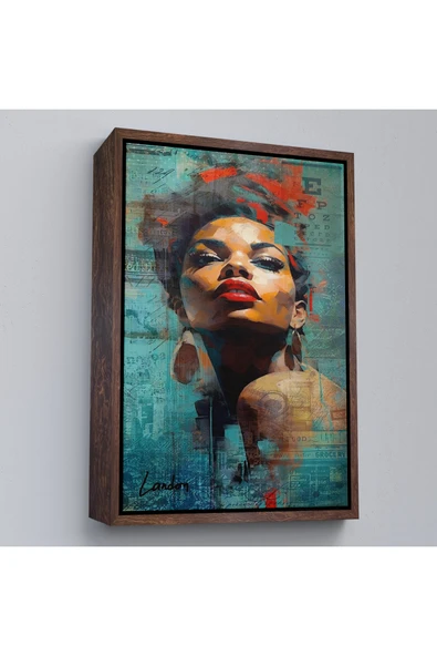 Trezon Ahşap Çerçeveli Afrikalı Güzel Kadın Tablosu-7889 ürün görseli 1