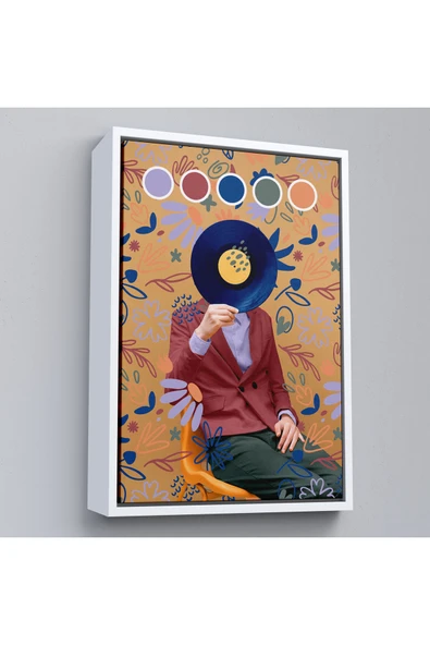 Trezon Ahşap Çerçeveli Sansalyede Oturan Adam Pop Art Tablo-7978 ürün görseli 1