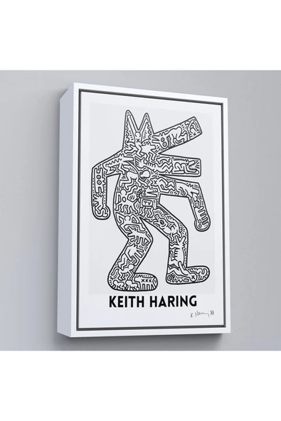Trezon Ahşap Çerçeveli Keith Haring - Köpek Tablosu - Dog-8047 ürün görseli 1