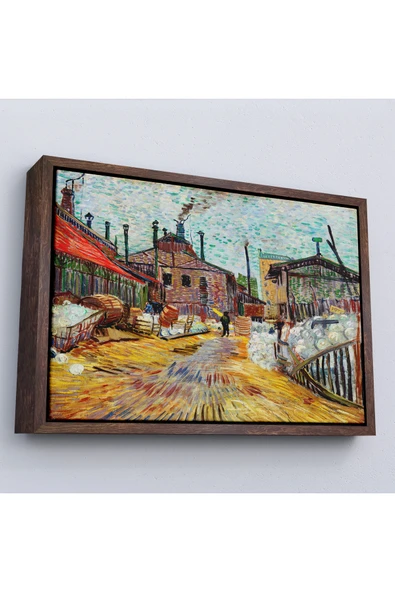 Trezon Ahşap Çerçeveli Vincent Van Gogh - Asnieres Deki Fabrika Tablo - The Factory At Asnieres-7166 ürün görseli 1