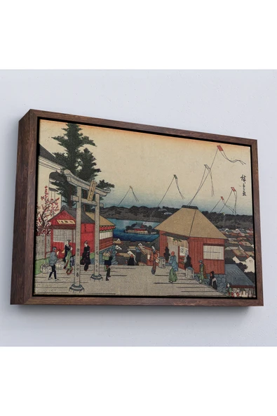 Trezon Ahşap Çerçeveli Hiroşige, Yushima'Daki Tenjin Tapınağı Tablosu-7028 ürün görseli 1