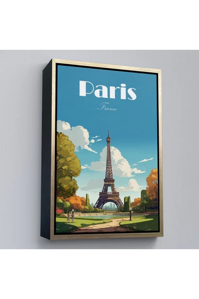 Trezon Ahşap Çerçeveli Fransa Paris Eyfel Kulesi Tablosu-7809 ürün görseli 1