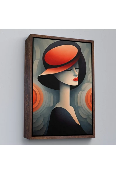 Trezon Ahşap Çerçeveli Vintage Güzel Kadın Tablosu-7543 ürün görseli 1