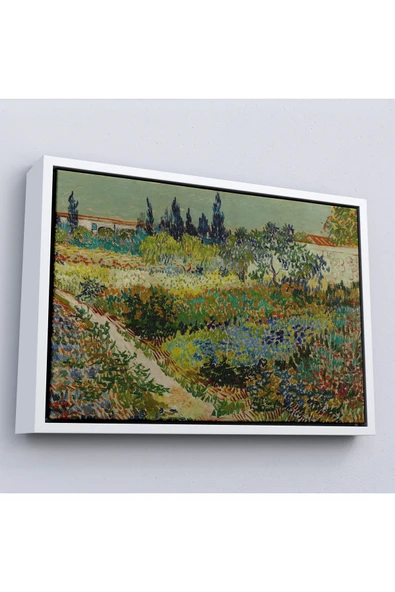 Trezon Ahşap Çerçeveli Vincent Van Gogh - Çiçek Bahçesi Tablo - Flowering Garden With Path-7182 ürün görseli 1