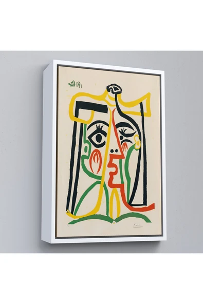Trezon Ahşap Çerçeveli Pablo Picasso - Jacqueline'İn Hasır Şapkalı Tablo-7419 ürün görseli 1