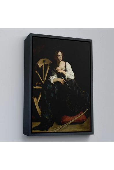 Trezon Ahşap Çerçeveli Caravaggio - İskenderiyeli Aziz Catherine Tablosu-7386 ürün görseli 1