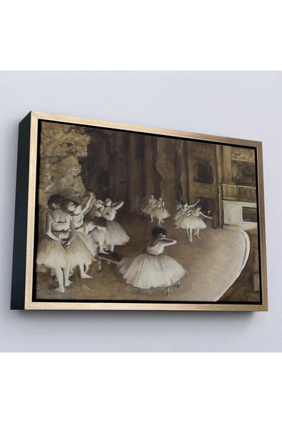 Trezon Ahşap Çerçeveli Edgar Degas - Sahnede Bale Prova Tablosu-7053 ürün görseli 1