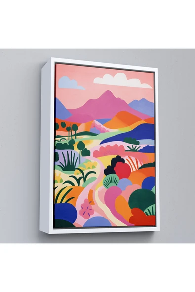 Trezon Ahşap Çerçeveli Pastel Minimalist Manzara Tablo-7673 ürün görseli 1