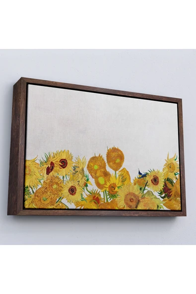 Trezon Ahşap Çerçeveli Vincent Van Gogh - Ayçiçekleri Tablo-7149 ürün görseli 1