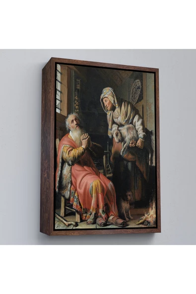 Trezon Ahşap Çerçeveli Rembrandt - Tobit Ve Anna Çocuk İle Birlikte Tablo-7439 ürün görseli 1