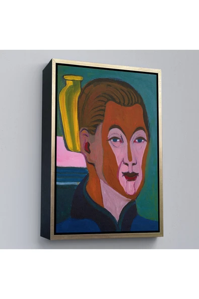 Trezon Ahşap Çerçeveli Ernst Ludwig Kirchner - Ressamın Başkanı Tablosu-7406 ürün görseli 1