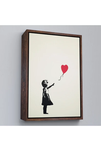 Trezon Ahşap Çerçeveli Banksy - Balonlu Kız Tablo - Girl With Balloon-7310 ürün görseli 1