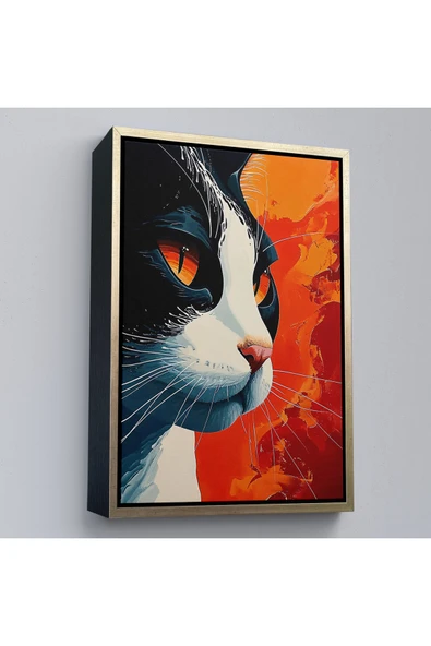 Trezon Ahşap Çerçeveli Cool Kedi Tablo-7658 ürün görseli 1