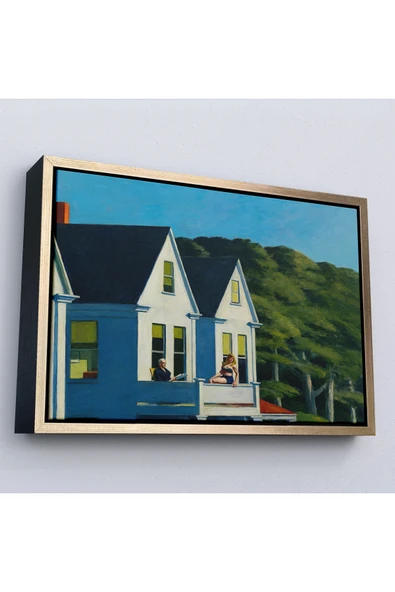 Trezon Ahşap Çerçeveli Edward Hopper - İkinci Kat Güneş Işığı Tablo - Second Story Sunlight-7129 ürün görseli 1