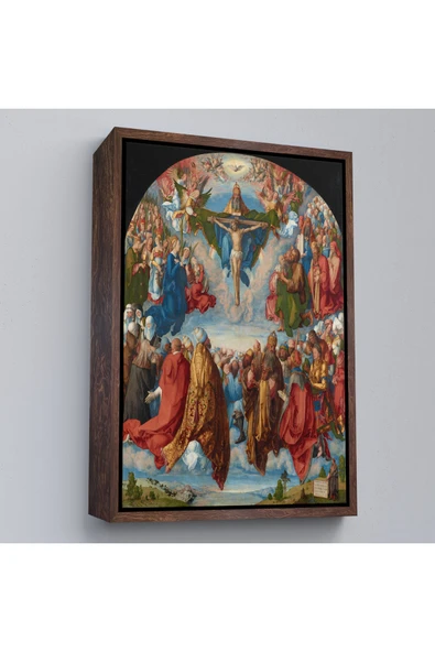 Trezon Ahşap Çerçeveli Albrecht Dürer - Üçlü Birliğin Hayranlığı Tablo - Adoration Of The Trinity-8054 ürün görseli 1