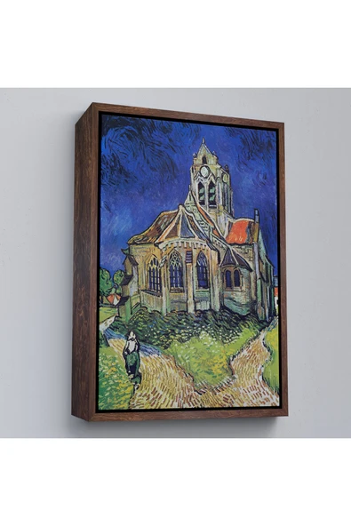 Trezon Ahşap Çerçeveli Vincent Van Gogh Auvers'Deki Kilise Tablosu-7445 ürün görseli 1