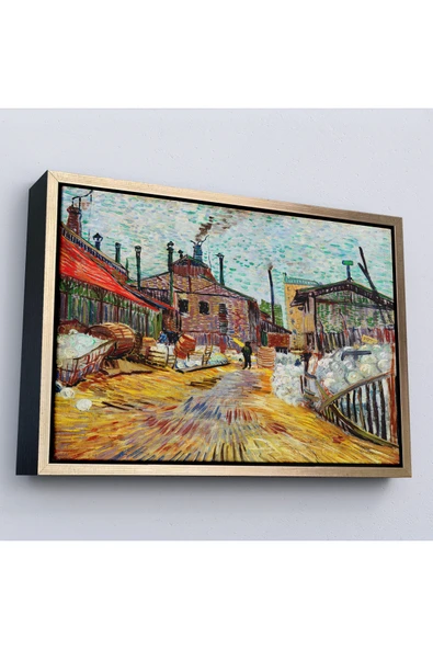 Trezon Ahşap Çerçeveli Vincent Van Gogh - Asnieres Deki Fabrika Tablo - The Factory At Asnieres-7166 ürün görseli 1