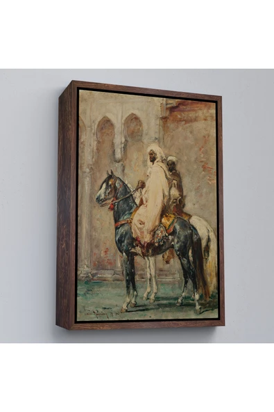 Trezon Ahşap Çerçeveli Henri Emilien Rousseau - Cavaliers Arapları Tablosu-8091 ürün görseli 1