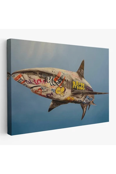 Trezon Graffiti Köpek Balığı Kanvas, Pop Art Tablo-5416 ürün görseli 1
